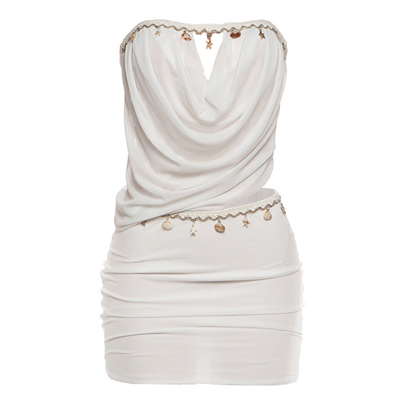 Solid-Color Elegant Sleeveless Tank Top And Sheath Skirt Set